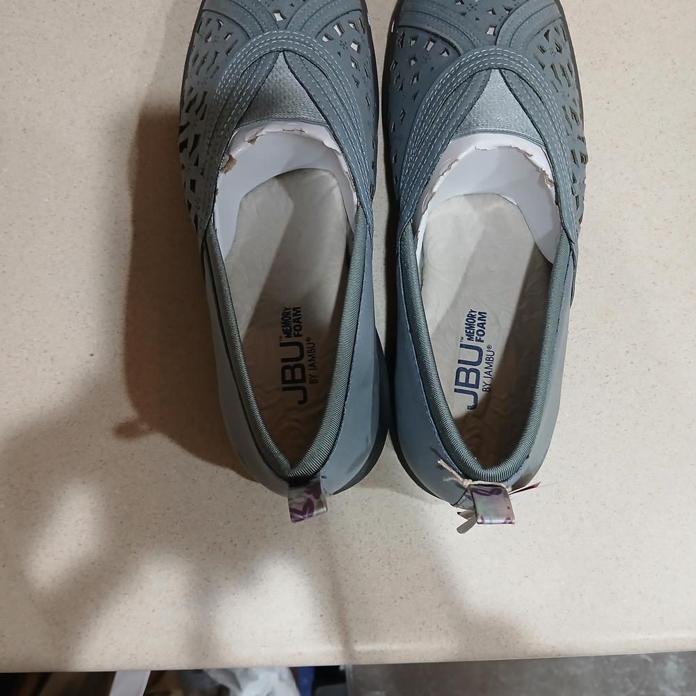 JBU Women's Gray Perforated Slip-On Flats